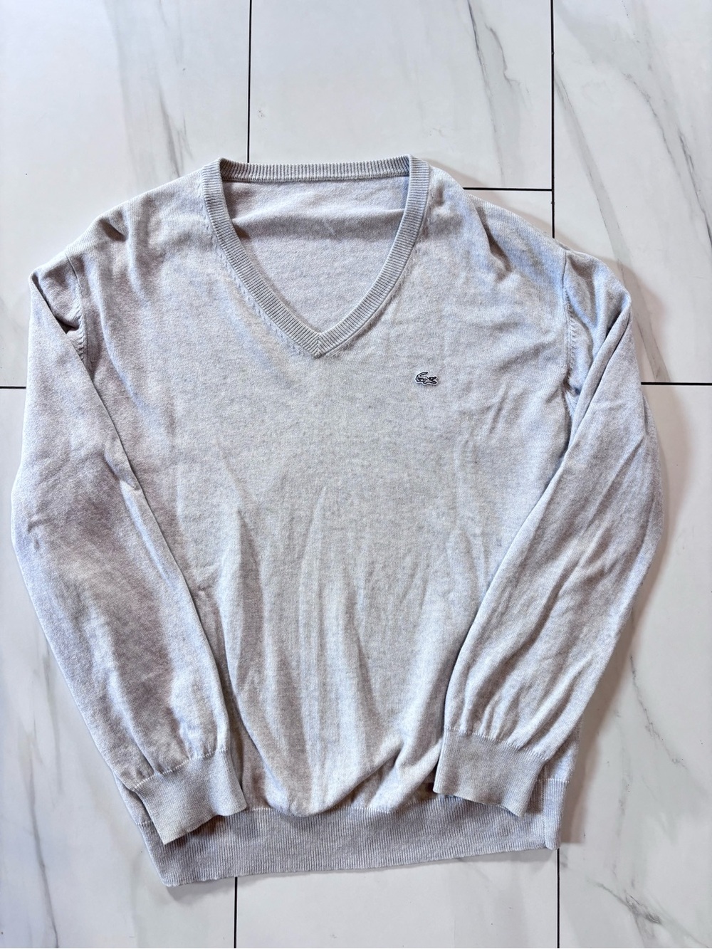 Lacoste Cashmere + Cotton V Neck Sweater size large